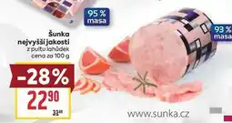 Billa Šunka nejvyšší jakosti z pultu lahůdek cena za nabídka