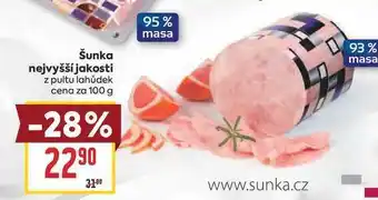Billa Šunka nejvyšší jakosti z pultu lahůdek cena za nabídka
