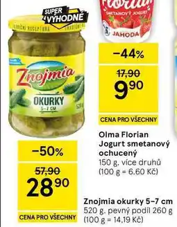 Tesco Znojmia okurky 5-7 cm, 520 g. pevný podíl 260 g nabídka