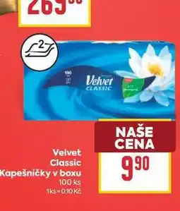 Billa Velvet Classic Kapešníčky v boxu 100 ks nabídka