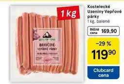 Tesco Kostelecké Uzeniny Vepřové párky, 1 kg, balené nabídka