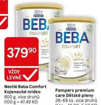 Tesco Nestlé Beba Comfort Kojenecké mléko, 800 g, více druhů nabídka