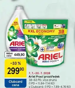 Tesco Ariel Prací prostředek, 38-63 PD, více druhů nabídka
