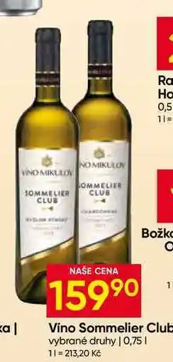 Hruška Víno Sommelier Club vybrané druhy nabídka