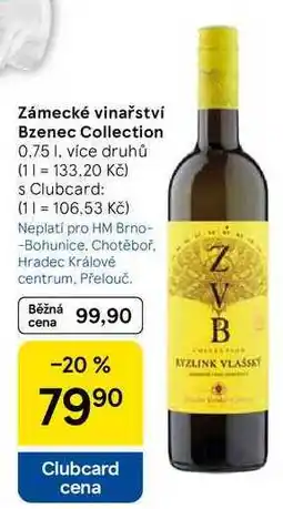 Tesco Zámecké vinařství Bzenec Collection, 0.75 l, více druhů nabídka