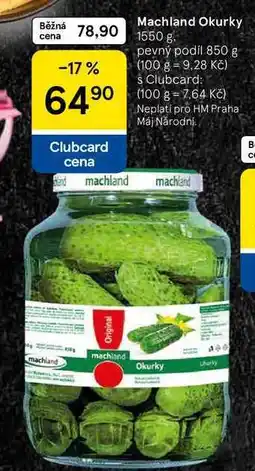 Tesco Machland Okurky, 1150 g, pevný podíl 850 g nabídka