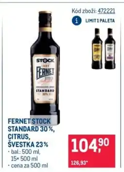 Makro Fernet stock standard 30%, citrus, švestka 23% nabídka