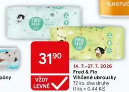 Tesco Fred & Flo Vlhčené ubrousky, 72 ks nabídka