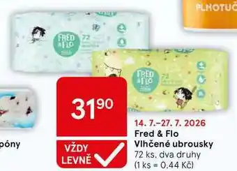 Tesco Fred & Flo Vlhčené ubrousky, 72 ks nabídka