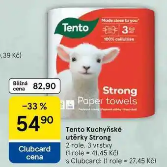 Tesco Tento Kuchyňské utěrky Strong, 2 role, 3 vrstvy nabídka