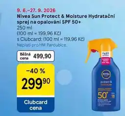 Tesco Nivea Sun Protect & Moisture Hydratační sprej na opalování SPF 50+, 250 ml nabídka