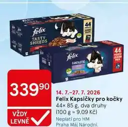 Tesco Felix Kapsičky pro kočky, 44× 85 g, dva druhy nabídka