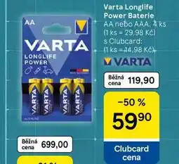 Tesco Varta Longlife Power Baterie AA nebo AAA, 4 ks nabídka