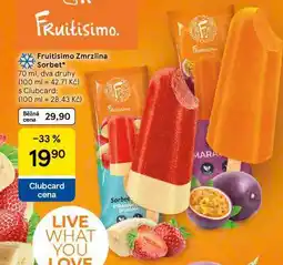 Tesco Fruitisimo Zmrzlina Sorbet, 70 ml, dva druhy nabídka