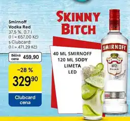 Tesco Smirnoff Vodka Red, 37,5 % nabídka