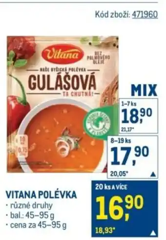 Makro Vitana polévka nabídka