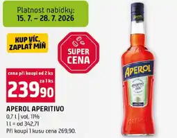 Terno Aperol Aperitivo nabídka