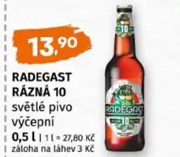 Terno Radegast rázná 10 světlé pivo výčepní nabídka