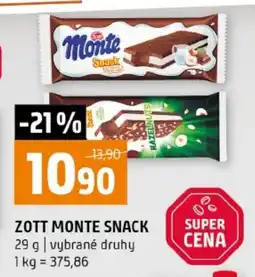 Terno Zott monte snack nabídka
