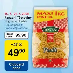 Tesco Panzani Těstoviny nabídka