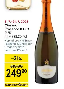 Tesco Cinzano Prosecco D.O.C. nabídka