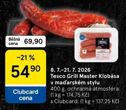 Tesco Tesco Grill Master Klobása v maďarském stylu nabídka