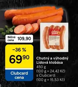 Tesco Chutný a výhodný Lidová klobása nabídka