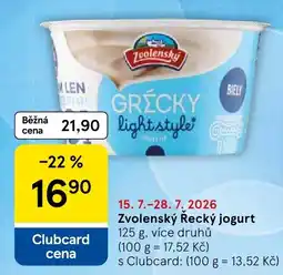 Tesco Zvolenský Řecký jogurt nabídka