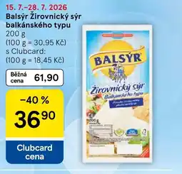 Tesco Balsýr Žirovnický sýr balkánského typu nabídka