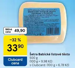 Tesco Šetra Babické listové těsto nabídka