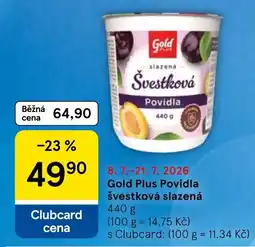 Tesco Gold Plus Povidla švestková slazená nabídka