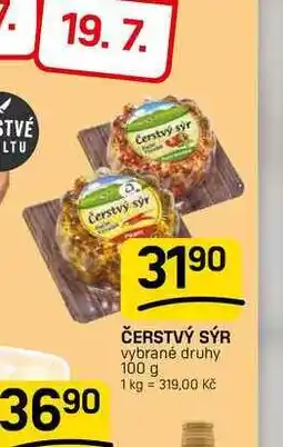 Flop ČERSTVÝ SÝR vybrané druhy nabídka
