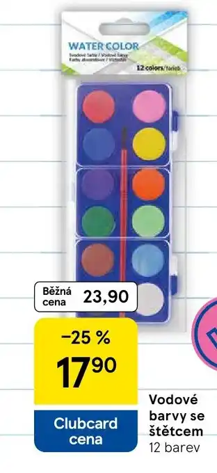 Tesco Vodové barvy se štětcem nabídka