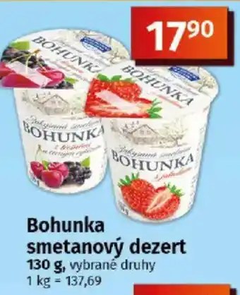 COOP TIP Bohunka smetanový dezert nabídka