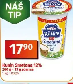 COOP TIP Kunín Smetana 12% nabídka
