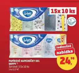 Penny Market PAPÍROVÉ KAPESNÍČKY XXL WIPPY, 3vrstvé, 15x 10 ks nabídka