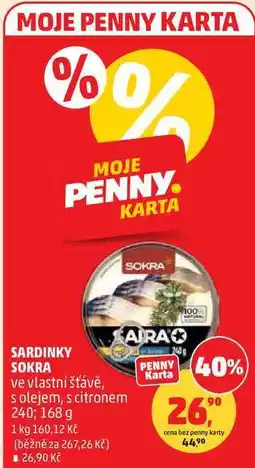 Penny Market SARDINKY SOKRA ve vlastní šťávě, s olejem, 240 nabídka