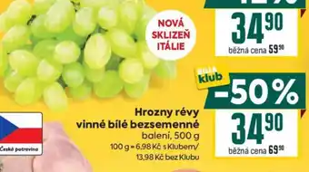 Hrozny révy vinné bílé bezsemenné