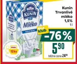 Billa Kunín Trvanlivé mléko 1,5% nabídka