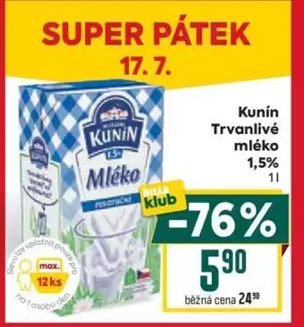 Billa Kunín Trvanlivé mléko nabídka