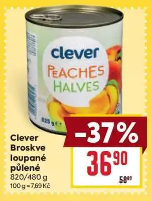 Billa Clever Broskve loupané půlené nabídka
