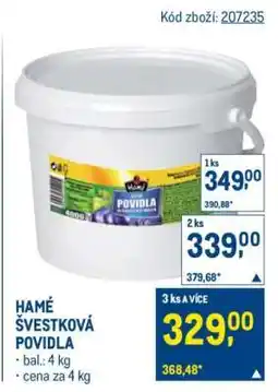 Makro HAMÉ Švestková povidla nabídka