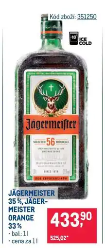 Makro JÄGERMEISTER 35 %, JÄGERMEISTER ORANGE 33 % nabídka