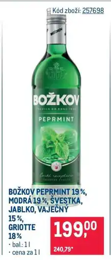 Makro BOŽKOV PEPRMINT 19 %, MODRÁ 19 %, ŠVESTKA, JABLKO, VAJEČNÝ 15 %, GRIOTTE 18 % nabídka