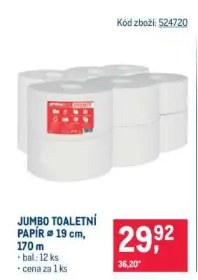 Makro JUMBO TOALETNÍ PAPÍR Ø 19 cm, 170 m nabídka