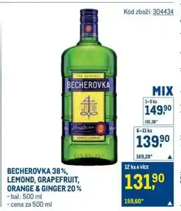 Makro BECHEROVKA 38%, LEMOND, GRAPEFRUIT, ORANGE & GINGER 20% nabídka