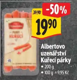 Albert Albertovo uzenářství Kuřecí párky nabídka