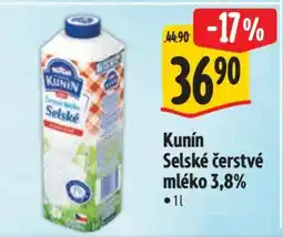 Albert Kunín Selské čerstvé mléko 3,8% nabídka
