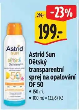 Albert Astrid Sun Dětský transparentní sprej na opalování OF 50 nabídka