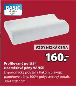 JYSK Profilovaný polštář z paměťové pěny VANSE nabídka